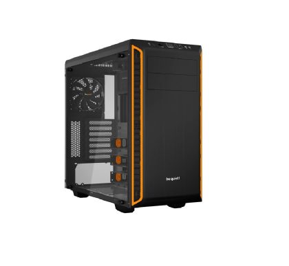 be quiet! Pure Base 600 gedämmt schwarz/orange, Glasfenster