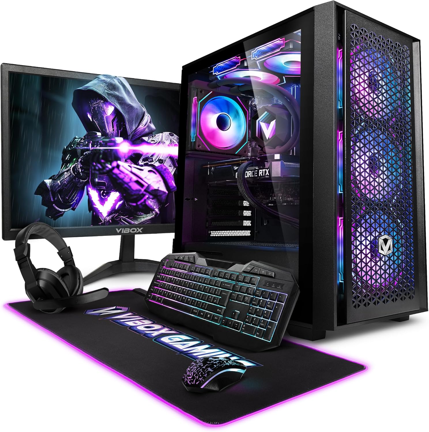 Gaming PC Set Komplett – AMD Ryzen 7 5700X RTX 5060 16 GB RAM 1 TB NVMe SSD 23 Monitor Windows 11